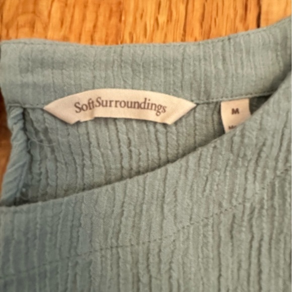 Soft Surroundings Tunic Top Womens M Gray Ramie Wrinkles 3/4 Sleeve (j6 - Picture 4 of 9